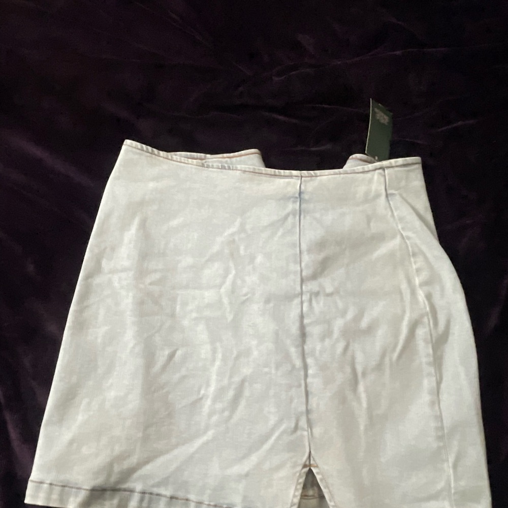 Light Gray Jean Skirt with Back Slit
